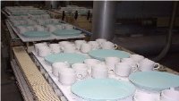 Chinaware going into the kiln.